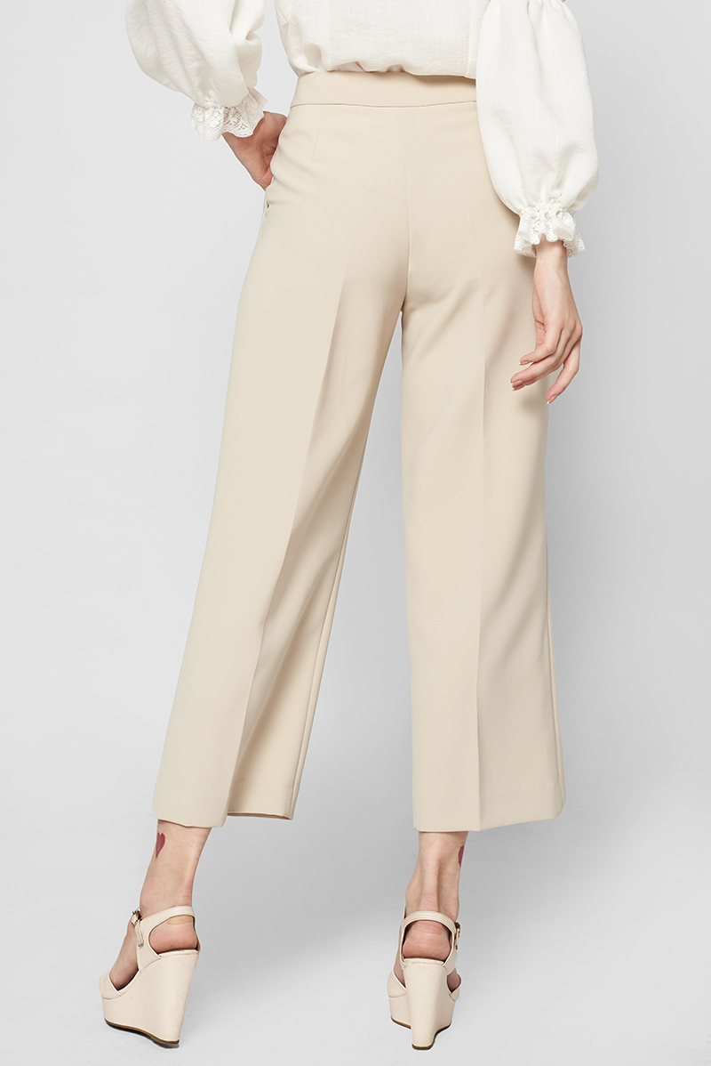 WAISTED IVORY STRAIGHT TROUSERS			