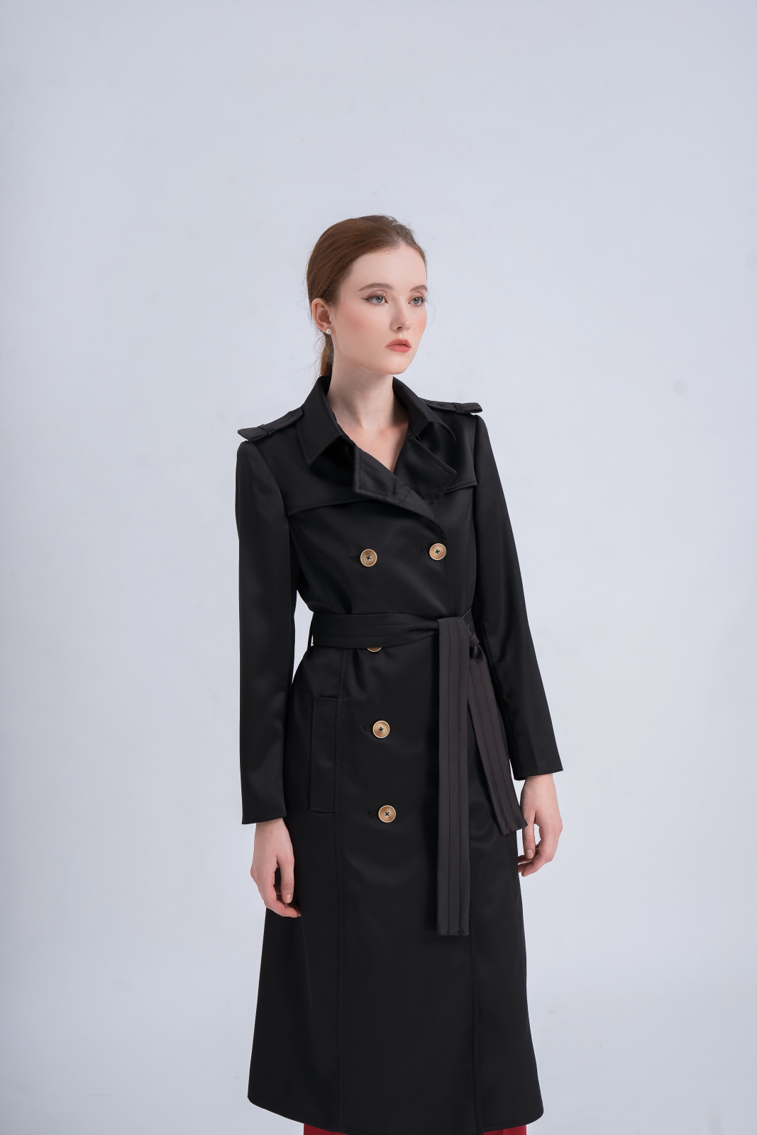 DOUBLE BREASTED SILK TRENCH COAT