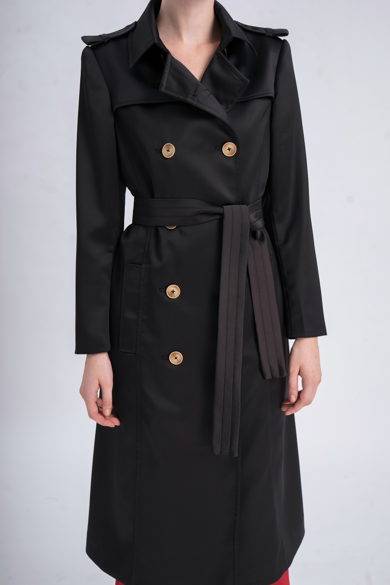 DOUBLE BREASTED SILK TRENCH COAT